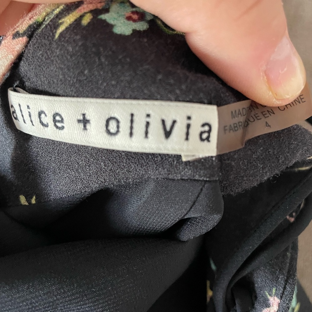 Alice and Olivia mini dress flowered black size 4 - Picture 4 of 4